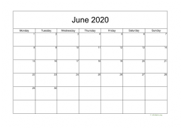 Calendar June 2020 for UK 05
