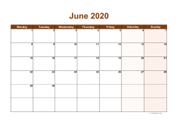 Calendar June 2020 for UK 06
