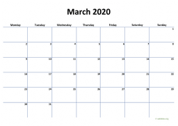 Calendar March 2020 for UK 04