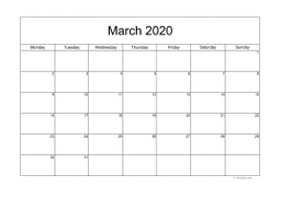 Calendar March 2020 for UK 05