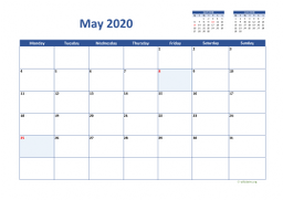 Calendar May 2020 for UK 02