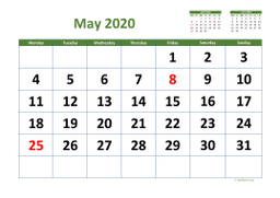 Calendar May 2020 for UK 03