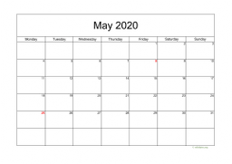 Calendar May 2020 for UK 05