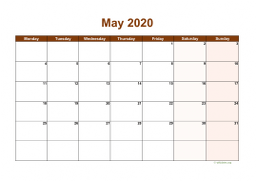 Calendar May 2020 for UK 06