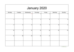 Calendar Monthly 2020 for UK 05