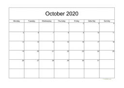 Calendar October 2020 for UK 05