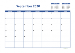 Calendar September 2020 for UK 02