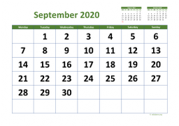 Calendar September 2020 for UK 03