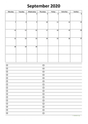 Calendar September 2020 for UK 07