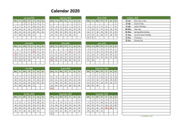 Calendar 2020 for UK 02