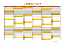 Calendar 2020 for UK 09