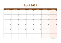 Calendar April 2021 for UK 06