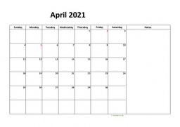 Calendar April 2021 for UK 08