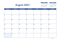 Calendar August 2021 for UK 02