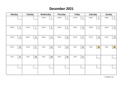 Calendar December 2021 for UK 01
