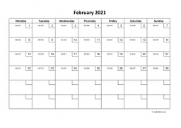 Calendar February 2021 for UK 01