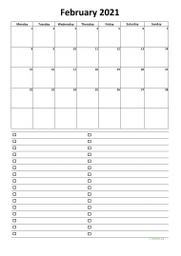 Calendar February 2021 for UK 07