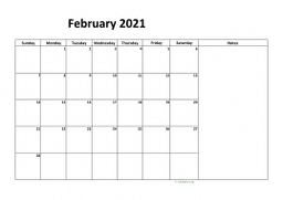 Calendar February 2021 for UK 08
