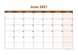 Calendar June 2021 for UK 06