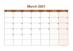 Calendar March 2021 for UK 06