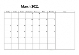 Calendar March 2021 for UK 08