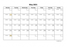 Calendar May 2021 for UK 01
