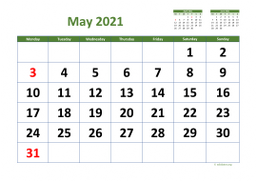 Calendar May 2021 for UK 03