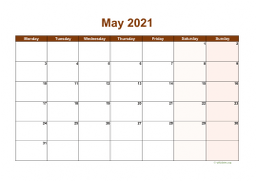Calendar May 2021 for UK 06