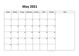 Calendar May 2021 for UK 08
