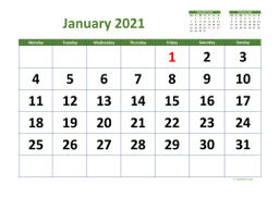 Calendar Monthly 2021 for UK 03