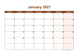 Calendar Monthly 2021 for UK 06
