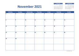 Calendar November 2021 for UK 02
