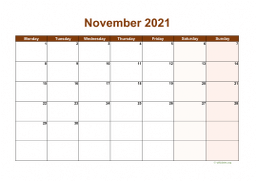 Calendar November 2021 for UK 06