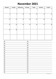 Calendar November 2021 for UK 07