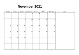 Calendar November 2021 for UK 08