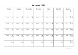 Calendar October 2021 for UK 01