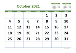 Calendar October 2021 for UK 03