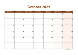 Calendar October 2021 for UK 06