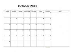 Calendar October 2021 for UK 08