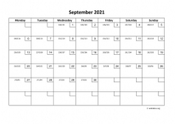 Calendar September 2021 for UK 01