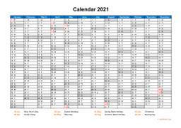 Calendar 2021 for UK 08