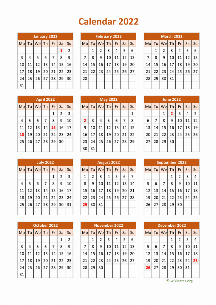 Calendar 2022 United Kingdom