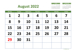 Calendar August 2022 for UK 03