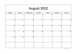 Calendar August 2022 for UK 05