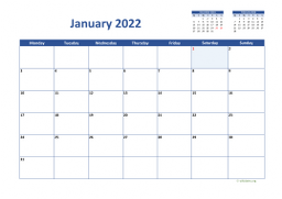 Calendar January 2022 for UK 02