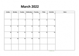 Calendar March 2022 for UK 08