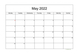 Calendar May 2022 for UK 05