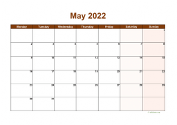 Calendar May 2022 for UK 06