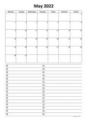 Calendar May 2022 for UK 07