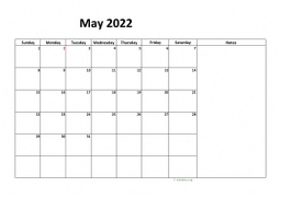 Calendar May 2022 for UK 08